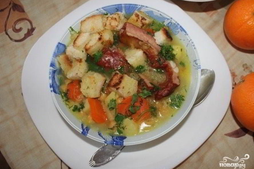 Рецепт суп гороховый с копчеными ребрышками
