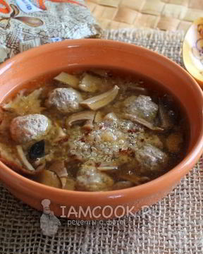 Грибной суп с фрикадельками и киноа