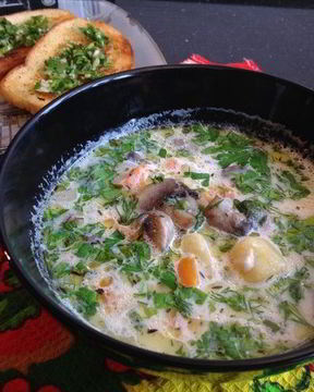 Молочный суп с грибами