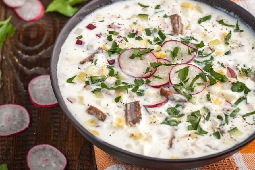 Рецепт окрошка на бульоне из говядины