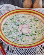 Окрошка на кефире с колбасой