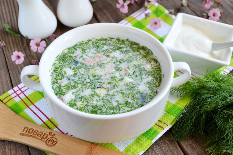 Рецепт окрошка с колбасой