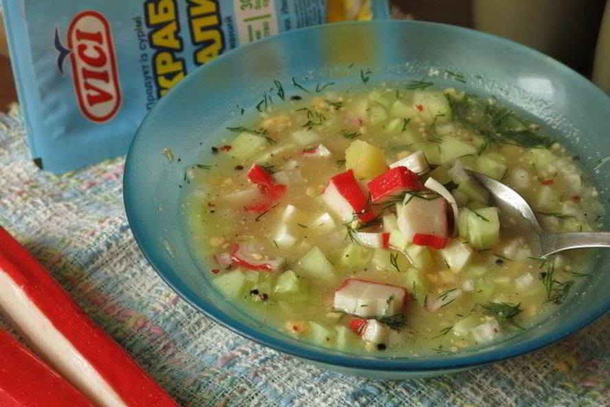Рецепт окрошка с крабовыми палочками