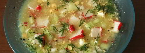 окрошка с крабовыми палочками. Шаг 5