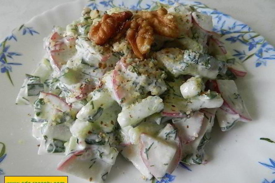 Рецепт салат окрошка с грецкими орехами