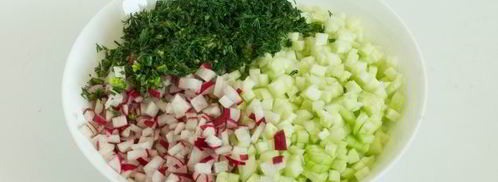 вегетарианская окрошка на сыворотке. Шаг 5