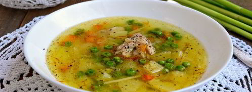 куриный суп со свежими овощами, вермишелью и зеленым горошком. Шаг 7