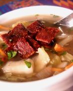 Овощной суп с беконом