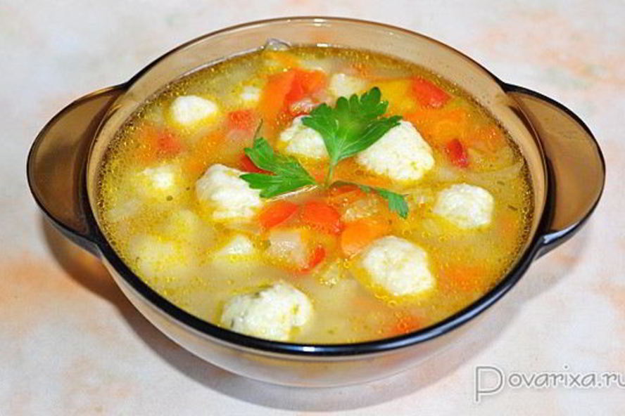 Рецепт овощной суп с сырными клецками-шариками