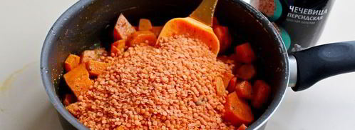 пряный суп-крем из чечевицы и моркови. Шаг 3