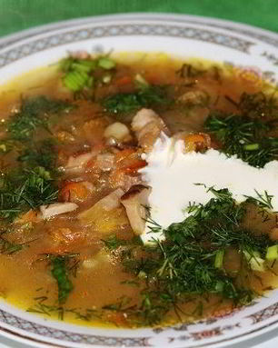 Кислые щи из квашеной капусты с грибами