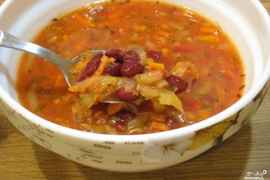 Рецепт постные щи с фасолью