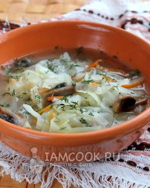 Постные щи с грибами