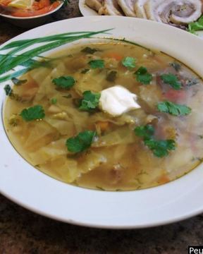 Щи из свежей капусты со свининой