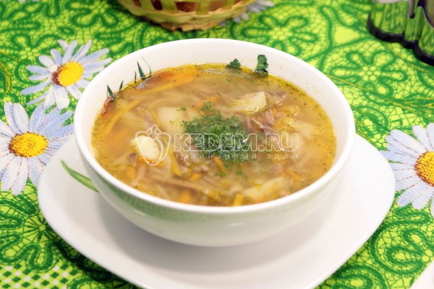 Рецепт щи с капустой и языком