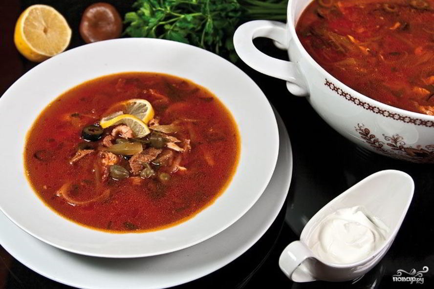 Рецепт солянка мясная на сковороде