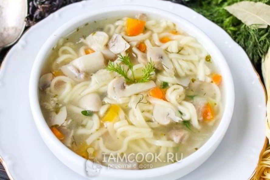 Рецепт суп грибной с лапшой