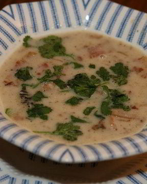 Суп из белой фасоли со сморчками