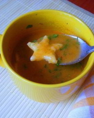 Летний овощной суп-пюре с чесночно-сырными клецками