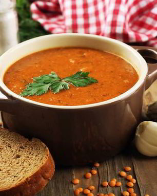 Суп-пюре из чечевицы с овощами