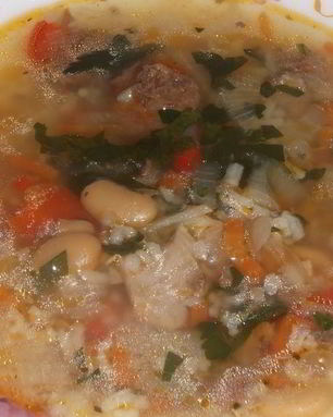 Суп рисовый с фасолью