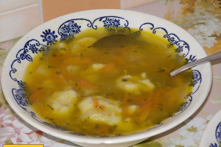 Рецепт суп с клецками из теста