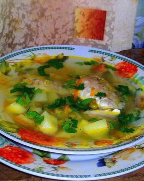 Суп с пеленгасом и горошком