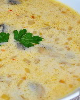 Сырный суп с грибами