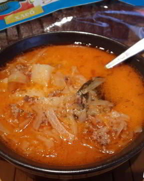 Сырный суп с капустой и фаршем