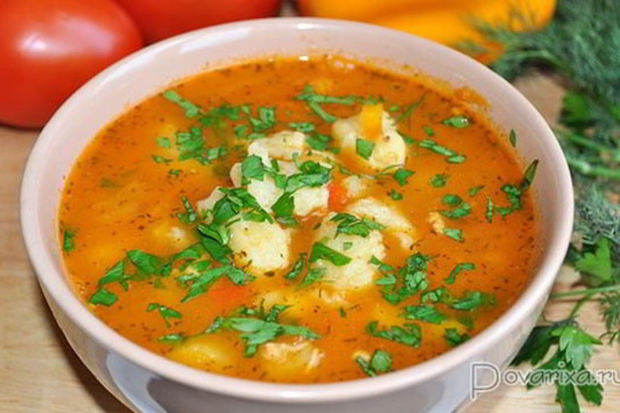 Рецепт томатный суп с клецками