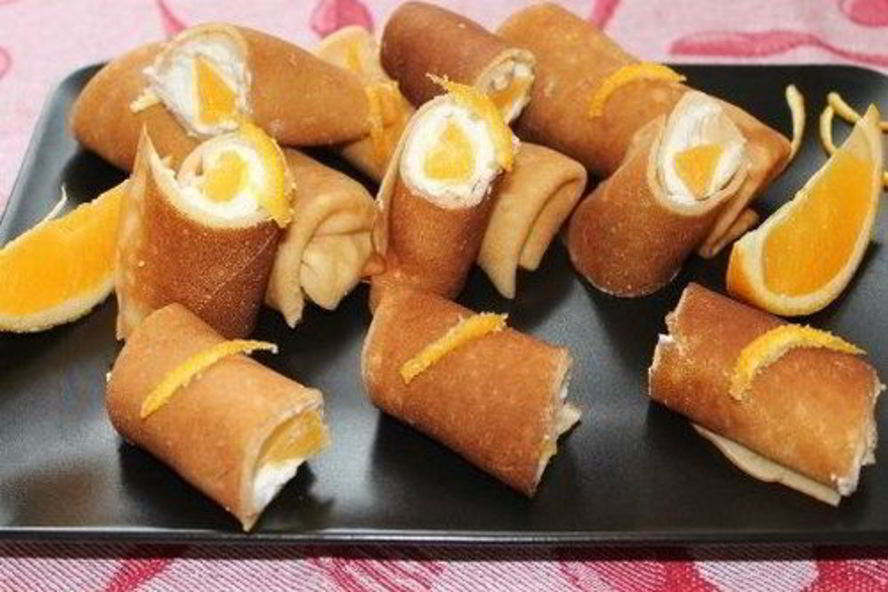 Рецепт апельсиновые блинчики с начинкой из творога