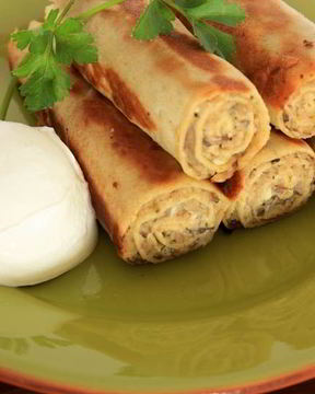 Блинчики с мясом и грибами