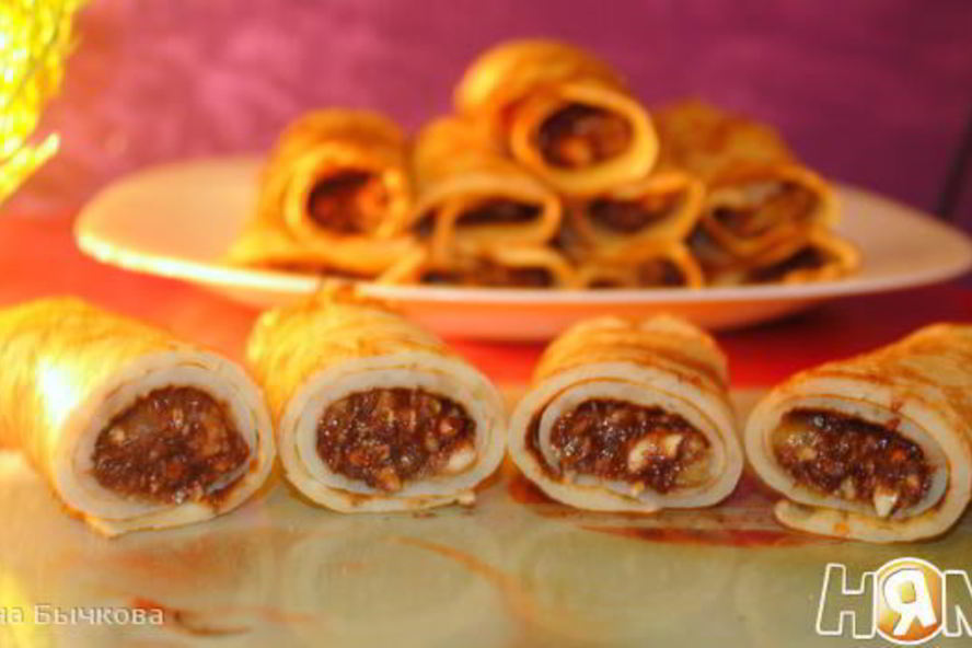 Рецепт блины на коньяке с ореховой начинкой