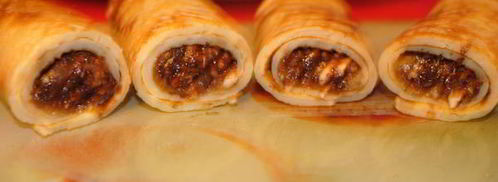 блины на коньяке с ореховой начинкой. Шаг 7