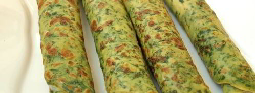 шпинатные блинчики с красной рыбой и икрой. Шаг 7