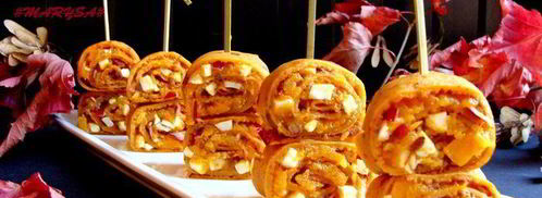 томатные блинчики с пряной тыквой и брынзой. Шаг 11