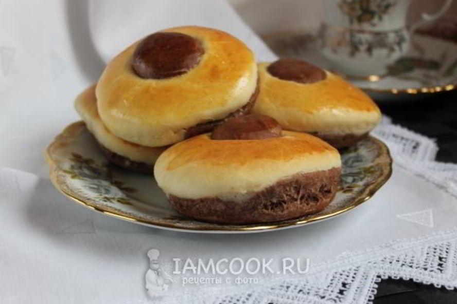 Рецепт булочки шоколадно-ванильные в виде пончиков