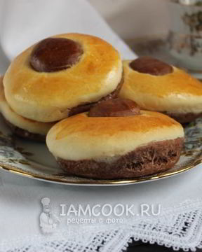 Булочки шоколадно-ванильные в виде пончиков