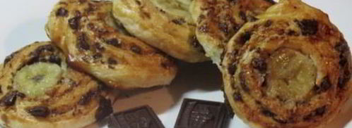 шоколадно-банановые булочки улитки. Шаг 13