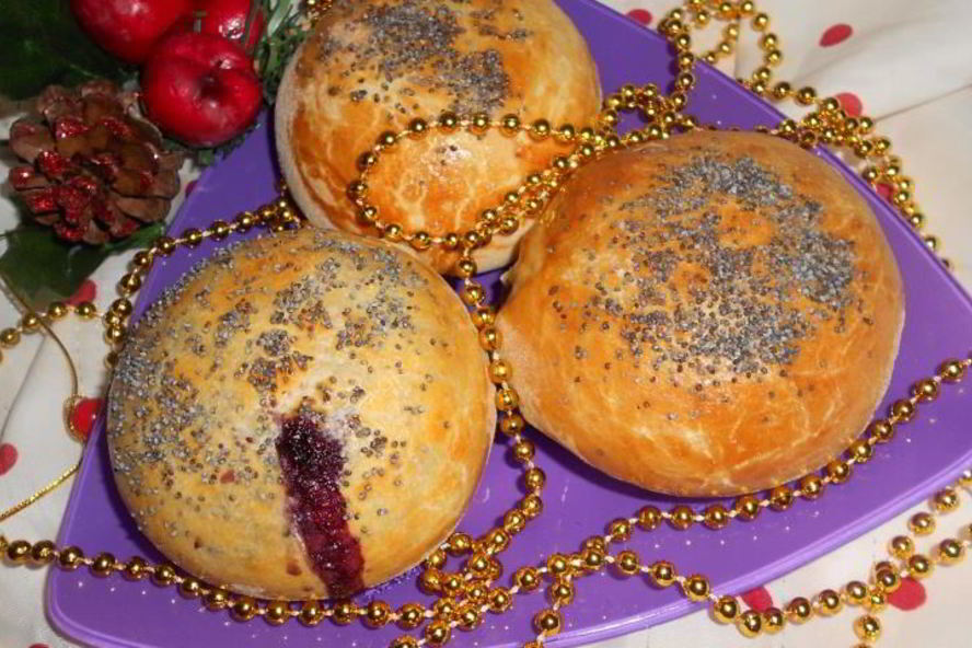 Рецепт ванильно-маковые булочки с творогом и черникой