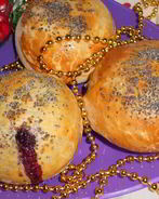 Ванильно-маковые булочки с творогом и черникой