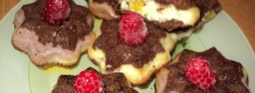 мраморный чизкейк с малиной и персиками. Шаг 10