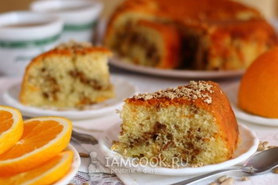 Рецепт апельсиновый кекс с халвой в мультиварке
