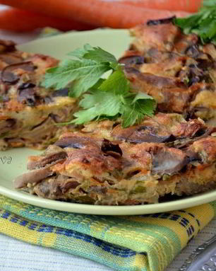 Ароматный грибной кекс-пирог