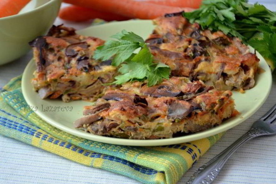 Рецепт ароматный грибной кекс-пирог