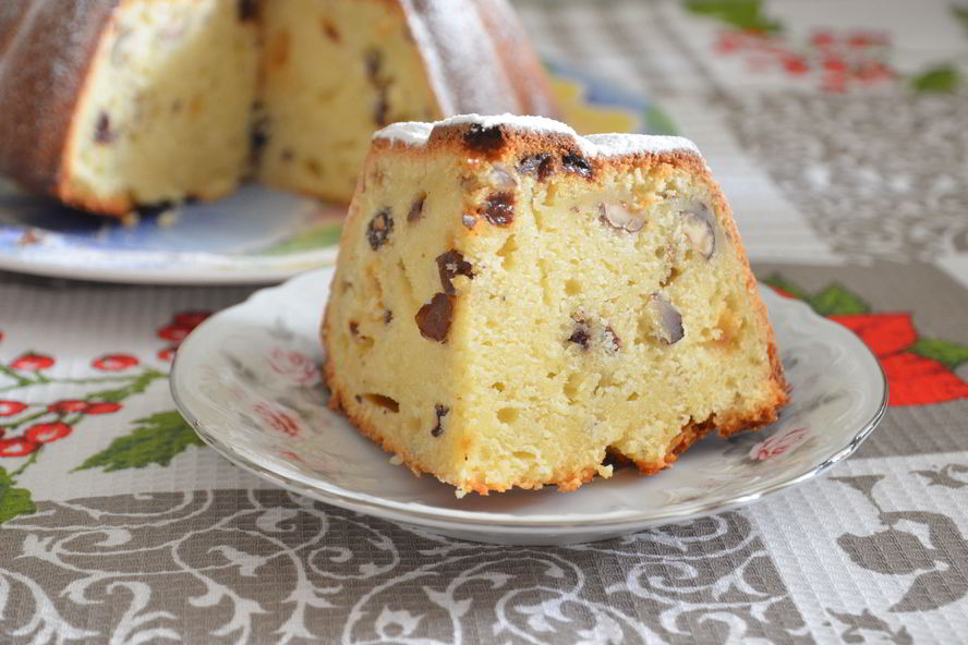 Рецепт кекс на кефире с изюмом и орехами