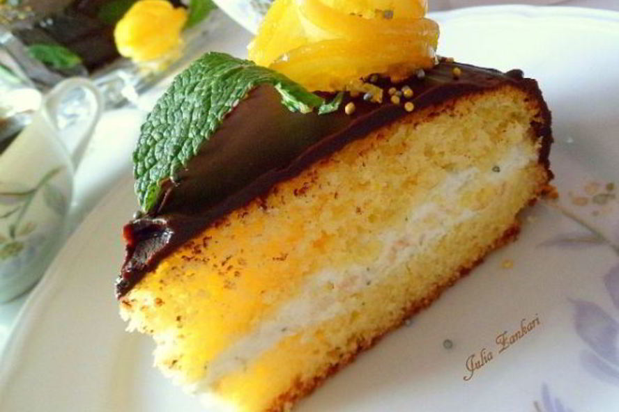 Рецепт лимонный кекс с мятно-сливочным кремом под шоколадом