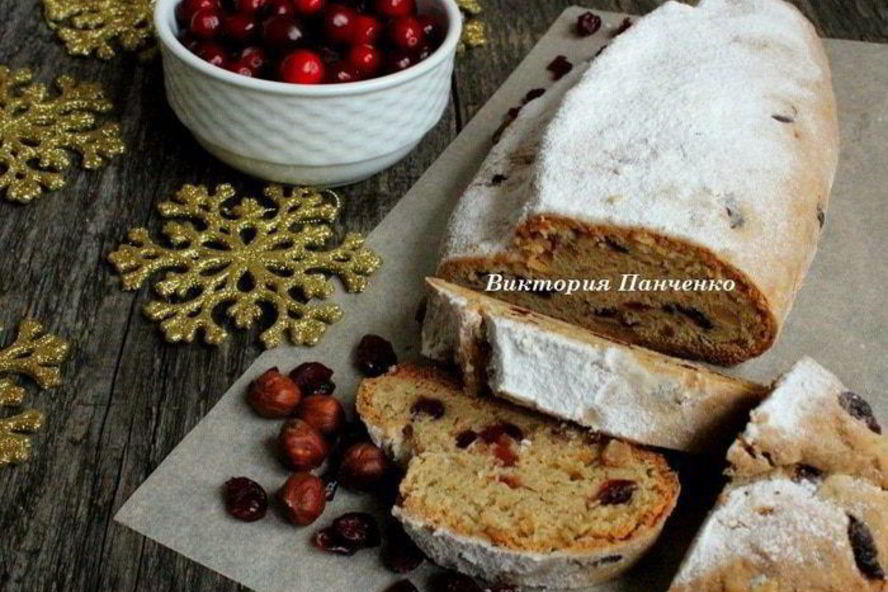 Рецепт штоллен с вяленой клюквой и фундуком
