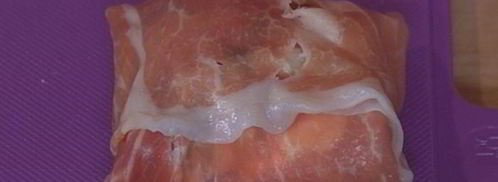 хрустящие конвертики с фетой, ветчиной и финиками. Шаг 4