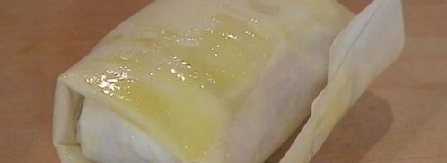 хрустящие конвертики с фетой, ветчиной и финиками. Шаг 6